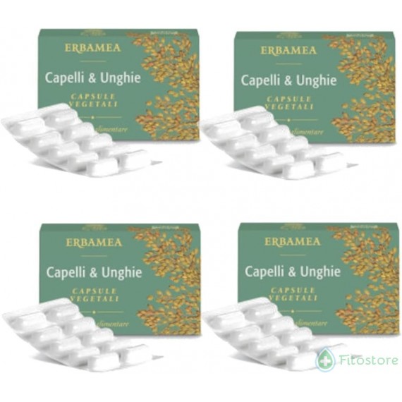 Erbamea Capelli e Unghie 24 Capsule vegetali | 4 Confezioni