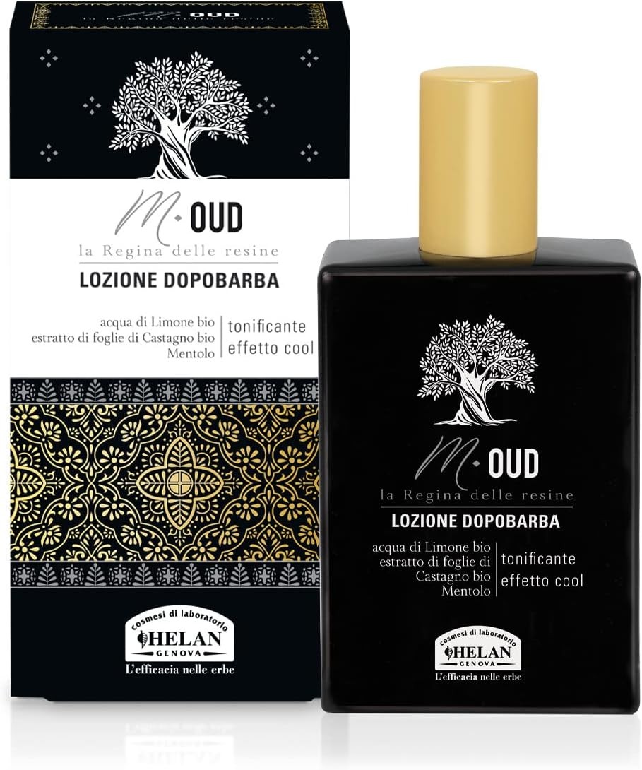 Helan, M Oud, Kit Barba Uomo con Schiuma da Barba 50 ml + Balsamo 20 ml - Set per Rasatura con Dopobarba Uomo Analcolico, Idrata