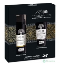 Helan, M Oud, Kit Barba Uomo con Schiuma da Barba 50 ml + Balsamo 20 ml - Set per Rasatura con Dopobarba Uomo Analcolico, Idrata