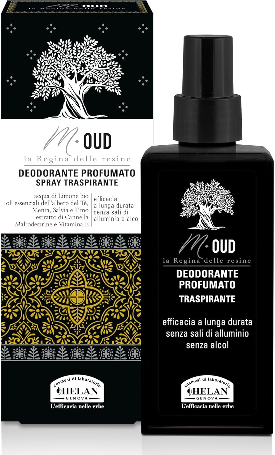 Helan, M Oud - Deodorante Spray Traspirante senza Alcol con Vitamina E, Profumo Deodorante Fresco e Delicato Previene Cattivi Od