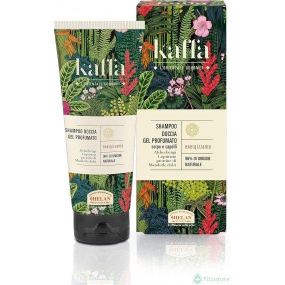 Helan, Kaffa, Shampoo e Bagnoschiuma Naturale per Corpo e Capelli, Docciaschiuma Gel Profumato Energizzante con Liquirizia e Pro