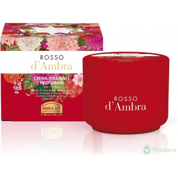 Helan, Rosso d'Ambra - Crema Corpo Idratante Pelle Secca con Olio di Mandorle Dolci Vitamina C e Vitamina E Antiossidante, Crema