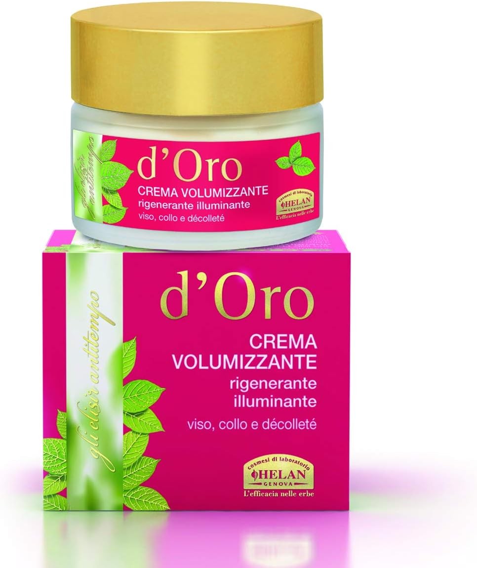 Helan, Elisir Antitempo d'Oro, Crema Viso Antirughe, Siero Volumizzante Viso e Collo Donna, Ideale per Il Benessere della Pelle 