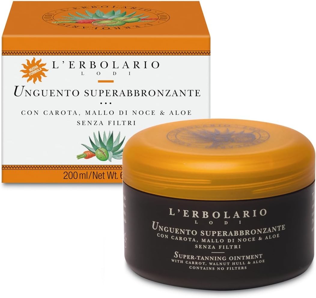L'Erbolario Unguento Super Abbronzante - Olio di Carota Noce e Aloe Vera - Senza Filtri -Abbronzatura Intensa e Idratazione per 