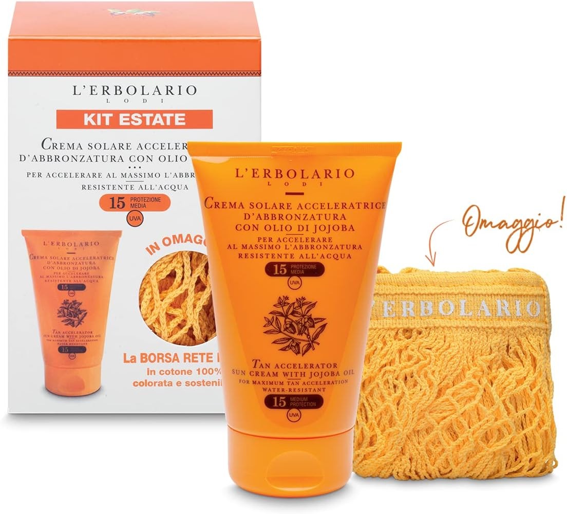 KIT ESTATE Crema Solare SPF 15 e Borsa rete da mare IN OMAGGIO