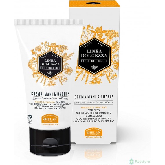 Helan, Linea Dolcezza, Crema Mani E Unghie, Protettiva, Emolliente, Dermopurificante, Con Olio di Mandorle Dolci Bio, 75 mL
