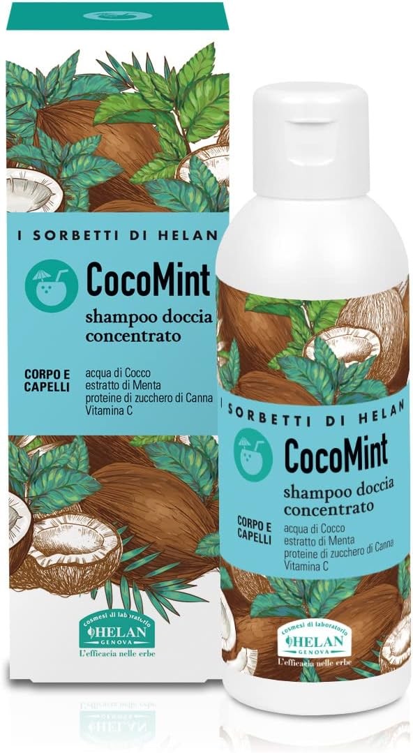 Helan, I Sorbetti CocoMint, Shampoo e Bagnoschiuma Uomo e Donna Profumato con Menta e Acqua di Cocco, Docciaschiuma Gel Fresco D