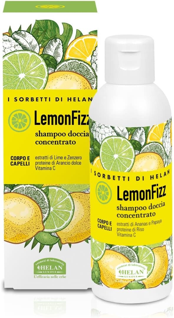 Helan, I Sorbetti LemonFizz - Shampoo e Bagnoschiuma Uomo e Donna Profumato con Estratti di Lime e Zenzero, Shampoo e Docciaschi